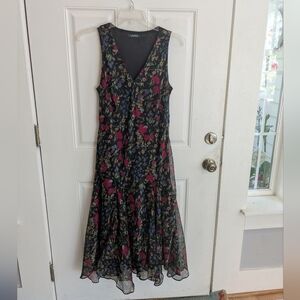 Ralph Lauren Whimsical Floral Print Handkerchief Hem Maxi Dress